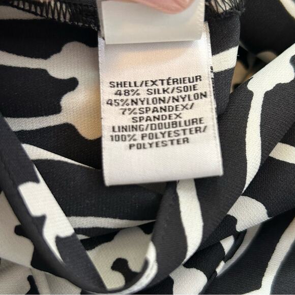 Diane von Furstenberg Soleil Slit-Back Romper Black and White Size 4 - Picture 13 of 16